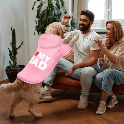 GreenJoy Dog Sweater Dog Hoodie Cold Weather Dog Coat Hooded Sweatshirt for Puppies,Cats, Small Medium Large Dogs (Pink(I Love My Dad), X-Large)