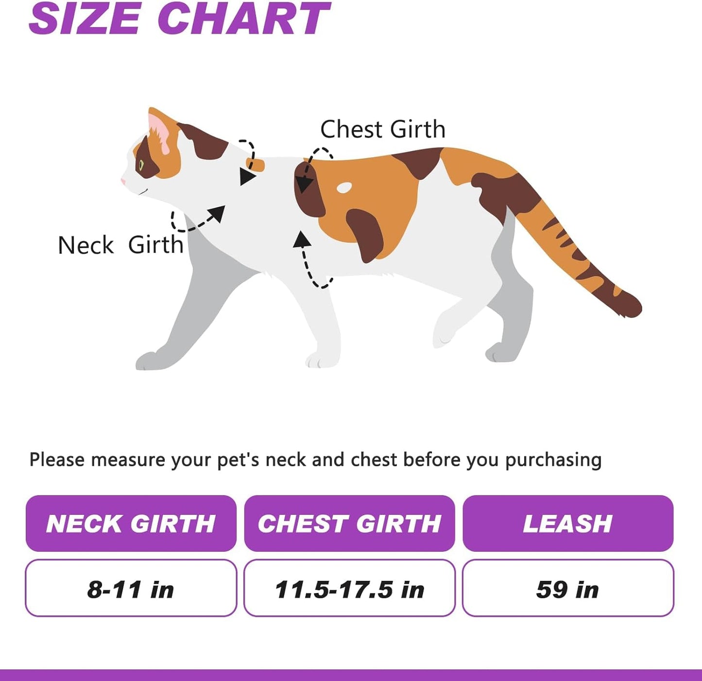 Cat Harness and Leash Set with Airtag Holder for Walking & Travelling, Escape Proof Cat Harness for Small Medium Large Kitten, Adjustable Lightweight Soft Cat Vests (Purple)