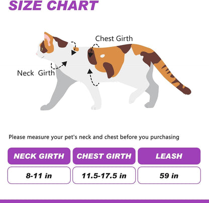 Cat Harness and Leash Set with Airtag Holder for Walking & Travelling, Escape Proof Cat Harness for Small Medium Large Kitten, Adjustable Lightweight Soft Cat Vests (Purple)