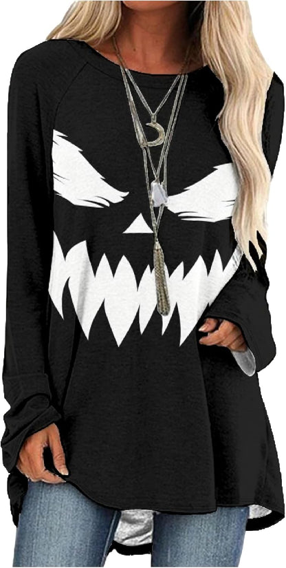 MARSVOVO Women Novelty Graphic Plus Size Sweater Crewneck Long Sleeve Cute Printed Loose Fit Casual Fall Sweaters Top