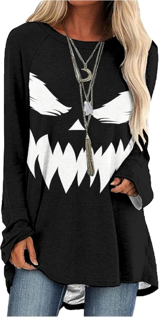 MARSVOVO Women Novelty Graphic Plus Size Sweater Crewneck Long Sleeve Cute Printed Loose Fit Casual Fall Sweaters Top