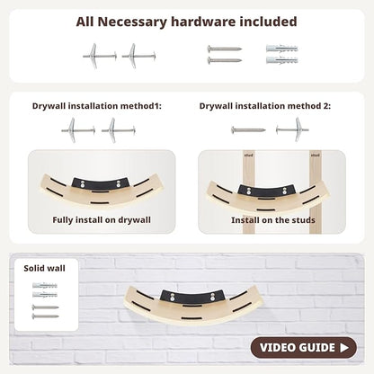 Cat Shelf with Comfortable Cushion - Curved Cat Shelves and Perches for Wall (Medium Size) - Wall Mounted Cats Furniture for Sleeping, Playing, Climbing, and Lounging