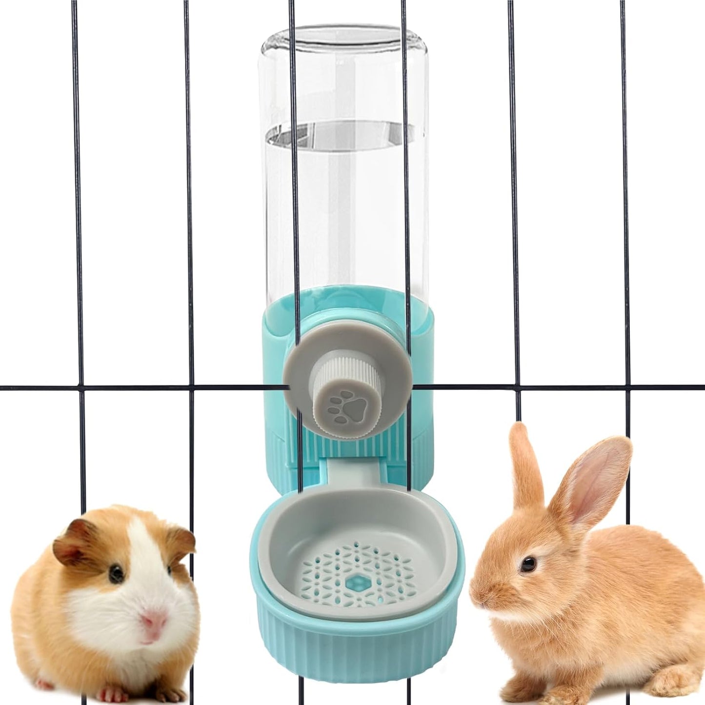 18OZ Rabbit Water Bottle, Pet Water Bottle for Cage Crate,Hanging Automatic Water Dispenser for Cage,Ferret Bunny Guinea Pig Water Bowl,Suitable for Small Animal (Blue, 18OZ)