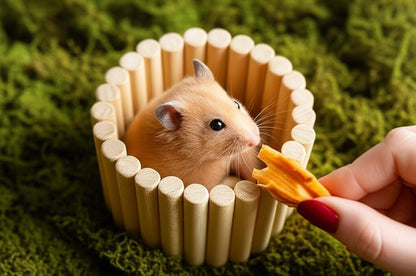 SIMENA Wooden Hamster Suspension Bridge Toy, Hamster Fencing, Natural Climbing Ladder for Dwarf Hamsters, Syrian Hamsters, Mice, Gerbils & Small Pets (Plain, 15.75")