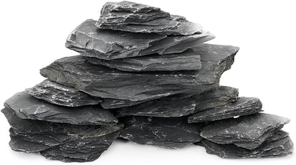 Unocho Natural Slate Stone Reptile Basking Platform Rocks 20LB Tortoise Habitat Flat Rocks for Aquarium Amphibian Vivariums Paludarium Garden Landscaping and Model Railroad(2-8 inches)