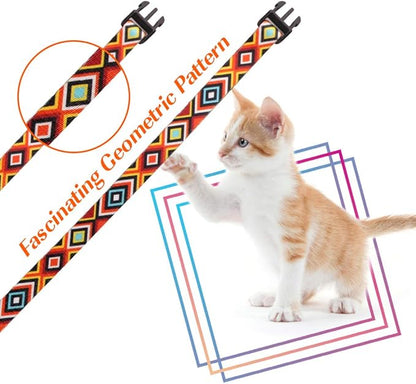 Cat Harness and Leash Set Geometric Pattern Escape Proof Adjustable for Kitty Outdoor Walking(Orange)