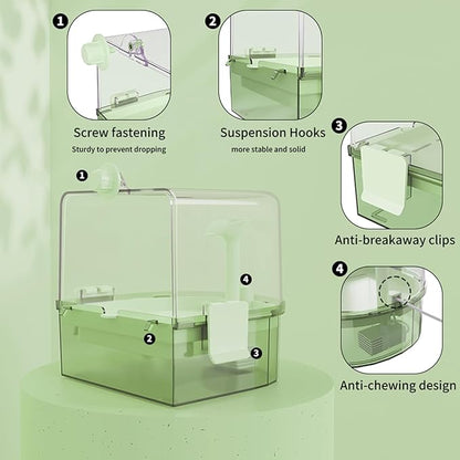 Automatic Bird Baths for Cage – Indoor Parakeet Bath with Pump, Bird Shower with 2 Modes Running Water, Bird Cage Accessory for Pet Birds Conure Budgies Cockatiels Lovebird(Green)