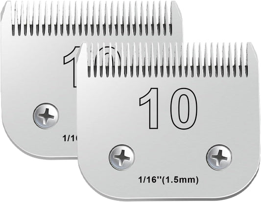 2PCS 10 Blades Dog Grooming Blades Compatible with Andis Dog Clippers,Dog Clipper Blades Compatible with Oster A5,Wahl km10 Dog Clippers for Animal Dog Cat Horse,Stainless-Steel Blade Sharp