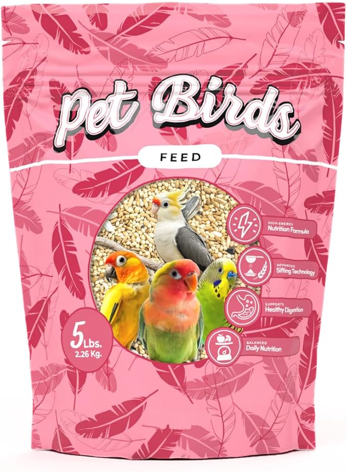 Mycelium Pet Bird Feed (5 LB Bag) | Organic Bird Food for Cockatiels, Lovebirds, Parakeets & Parrotlets | Supports Healthy Digestion & Energy | Non-GMO, Dust-Free Seed Blend | USA Made