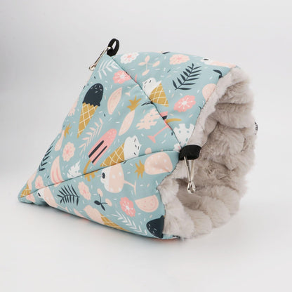 Wontee Bird Nest House Winter Warm Hanging Hammock Bird Bed Snuggle Hut for Parakeets Budgies Caique Conures Cockatiels (Large, Blue)