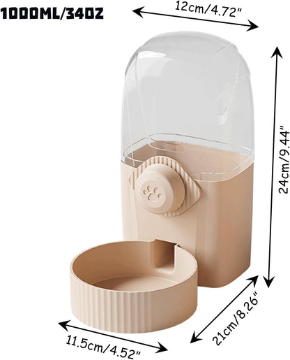 Hanging Cage Automatic Pet Food Water Dispenser 34oz, Large Capacity Feeder Gravity Refill Food and Siphon Suction Water Set for Dog Cat Rabbit Chinchilla and Ferret (Water Dispenser)