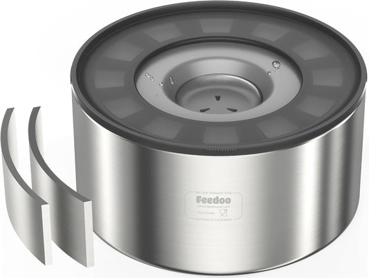 1Gallon No Spill Water Bowl for Dogs, Double-Wall Stainless Steel with Splash-Proof Paws Lid and Floating Disk, Non-Slip Base, Easy to Clean Slow Water Feeder for Large Medium Dogs