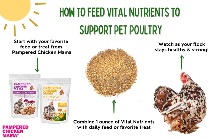Vital Nutrients: Chicken Vitamins for Feed & Molting Supplement, Egg Booster, Poultry & Chicken Vitamins - Pampered Chicken Mama (1.5 pounds)