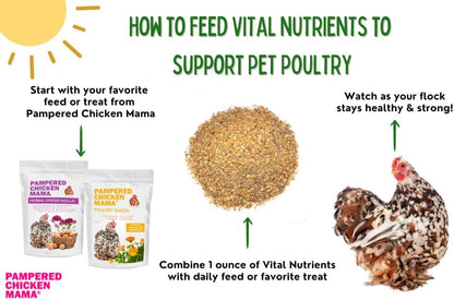 Vital Nutrients: Chicken Vitamins for Feed & Molting Supplement, Egg Booster, Poultry & Chicken Vitamins - Pampered Chicken Mama (1.5 pounds)