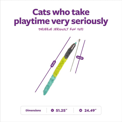 SmartyKat Crazy Catch 3 Part Breakaway Plush Catnip Wand Cat Toy, Extendable for Capturing Prey & Solo Play for Cats & Kittens