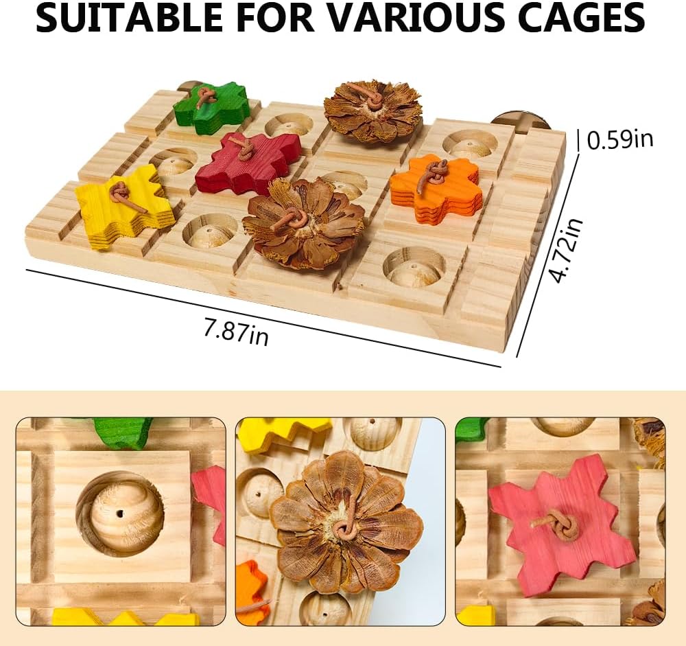 Bird Perch Stand Platform,Natural Wooden Perch Toys Playground Cage for Lovebirds, Small Parakeets, Conures, Budgies, Finches Conure Cockatiel (Medium)