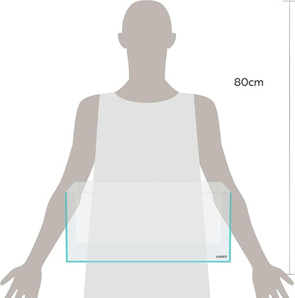 LANEDN 45S 5.4 Gal Shallow Tank, Shallow Fish Tank, Rimless Low Iron Tank W17.7×D11×H7.1 in(45x28x18cm); 5mm Thickness Aquascape Fish Tank, Black Leveling Mat Included