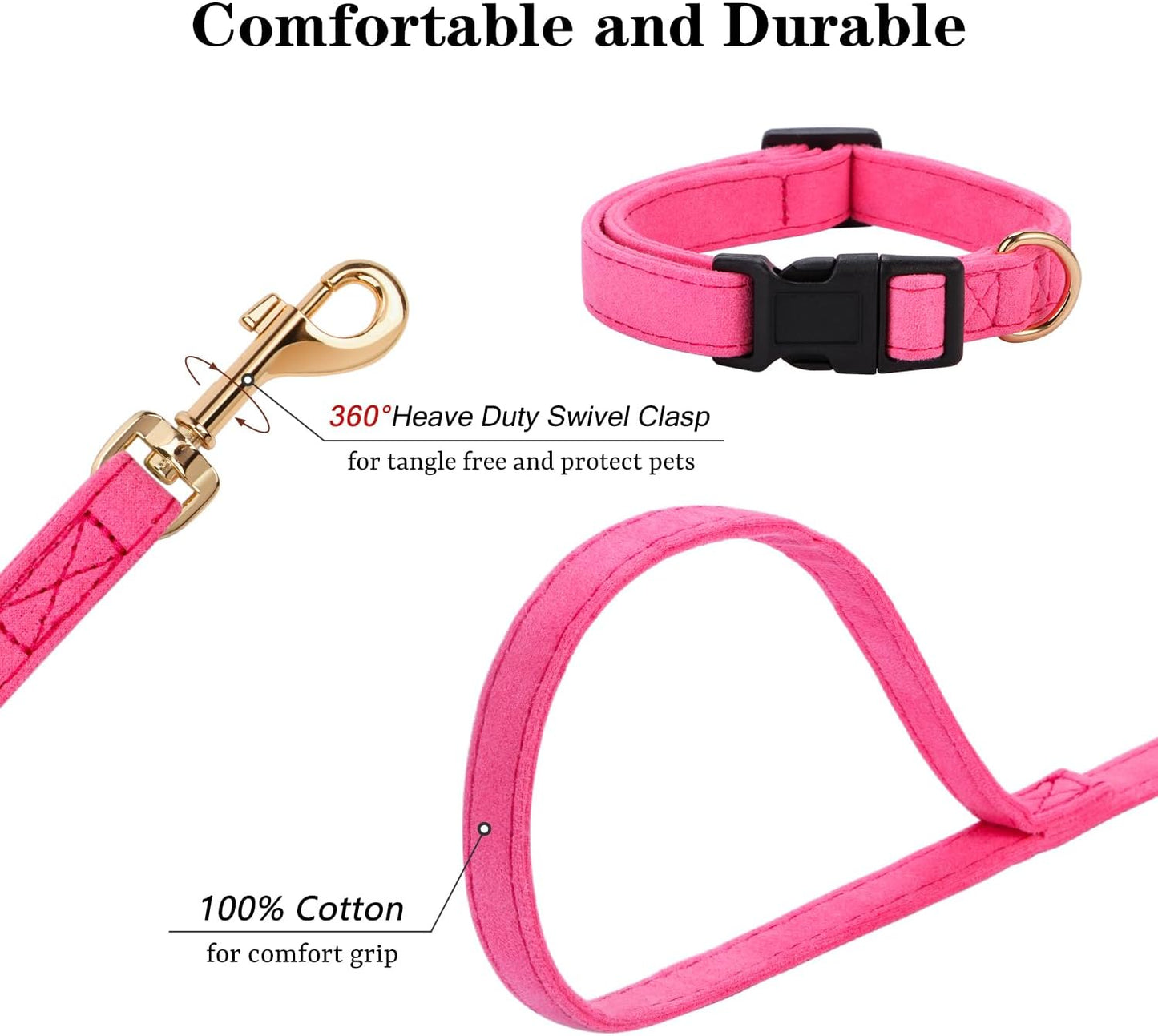 No Pull Dog Harness- Lightweight, Soft, Adjustable Small Harness Collar and Leash Set, Suitable for Cats Puppy Small and Medium-Sized Dog Outdoor Training and Running (hotpink, XS)