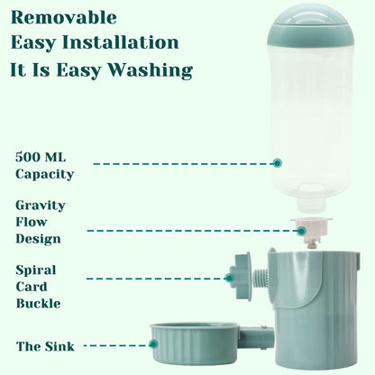 Hamiledyi Rabbit Water Bottle 17oz Bunny Hanging Automatic Water Dispenser Chinchillas Feeder Water Bowl Small Animal No Drip Plastic Water Dispenser for Guinea Pigs Chinchillas Hedgehogs Ferrets 2Pcs