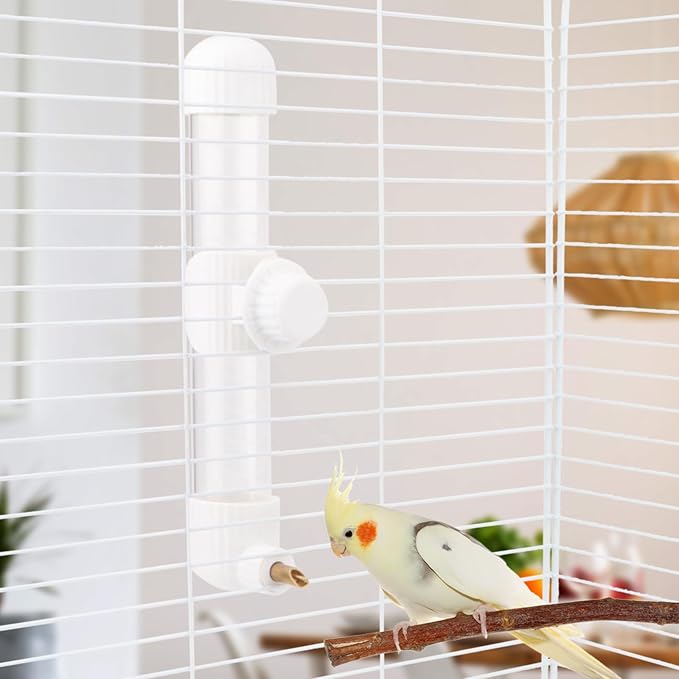 Hypeety Leak-Proof Bird Water Bottle for Cage Clear No Spill Automatic Parrot Water Dispenser with Spring Valve for Small Parrots Budgies Finches Cockatiels Lovebirds (White, 9.4 oz/280 ml)