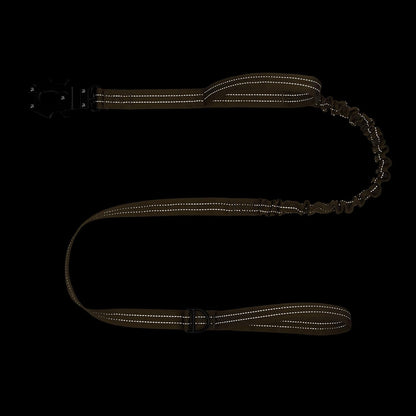 ICEFANG Tactical Dog Leash,K9 Training Walking Bungee Lead with 2 Control Handle,Heavy Duty Quick Release Metal Clasp,Hands Free D-Ring for Medium Large Dogs (4ft,Reflective Brown)