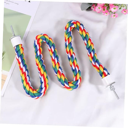 iplusmile Colorful Bird Rope Perch Stand, Birdcage Swing Spiral Chew Toys Climbing Standing Bungee Rope Perches Cage Accessories for Cockatiels Parrots (80CM/31.4 inch)