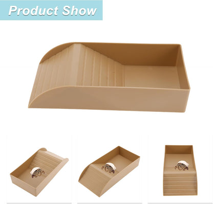 Tortoise Food Dish with Ramp, Plastic Reptile Water Bowl, Tortoise Water Pool, Reptile Climbing Ramp for Turtles Lizards, 13.98"x7.87"x2.36", Brown