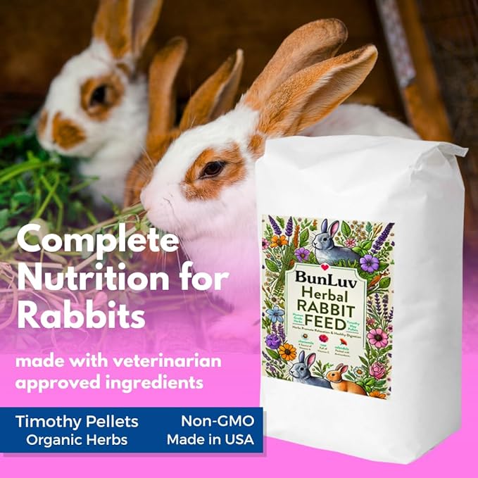 Pampered Chicken Mama Herbal Rabbit Feed 25 LB Bag: Premium Rabbit Food Made with Timothy Hay & Organic Herbs