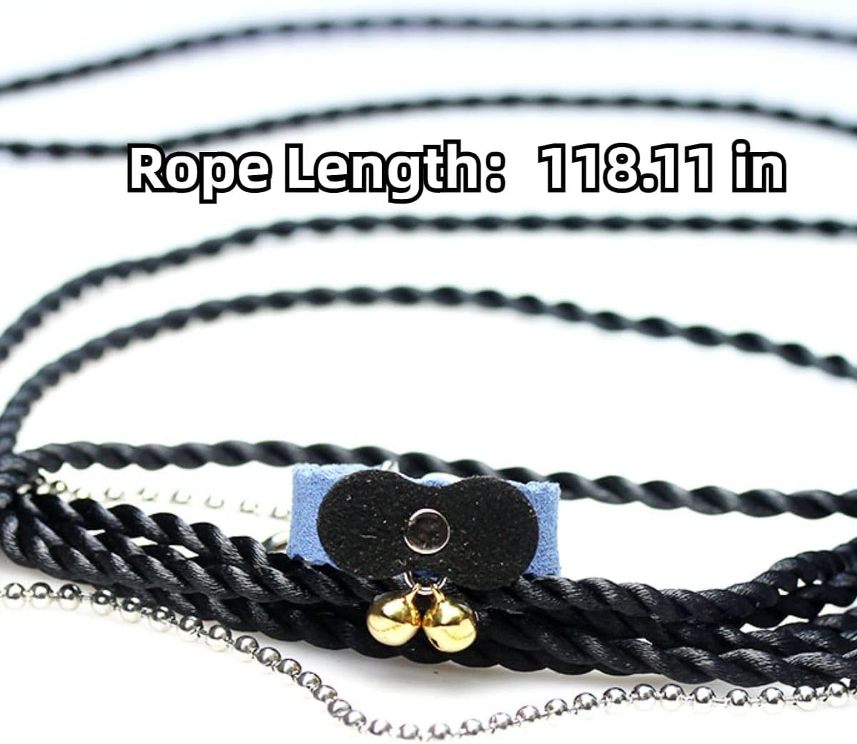 Squirrel Chipmunk Traction Rope Strap Anti-Biting Chain Rope, Small Animal Walking Collar Harness with Lead Leash for Hamster Gerbil Rat Mouse Ferret Chinchilla (Black with Blue)