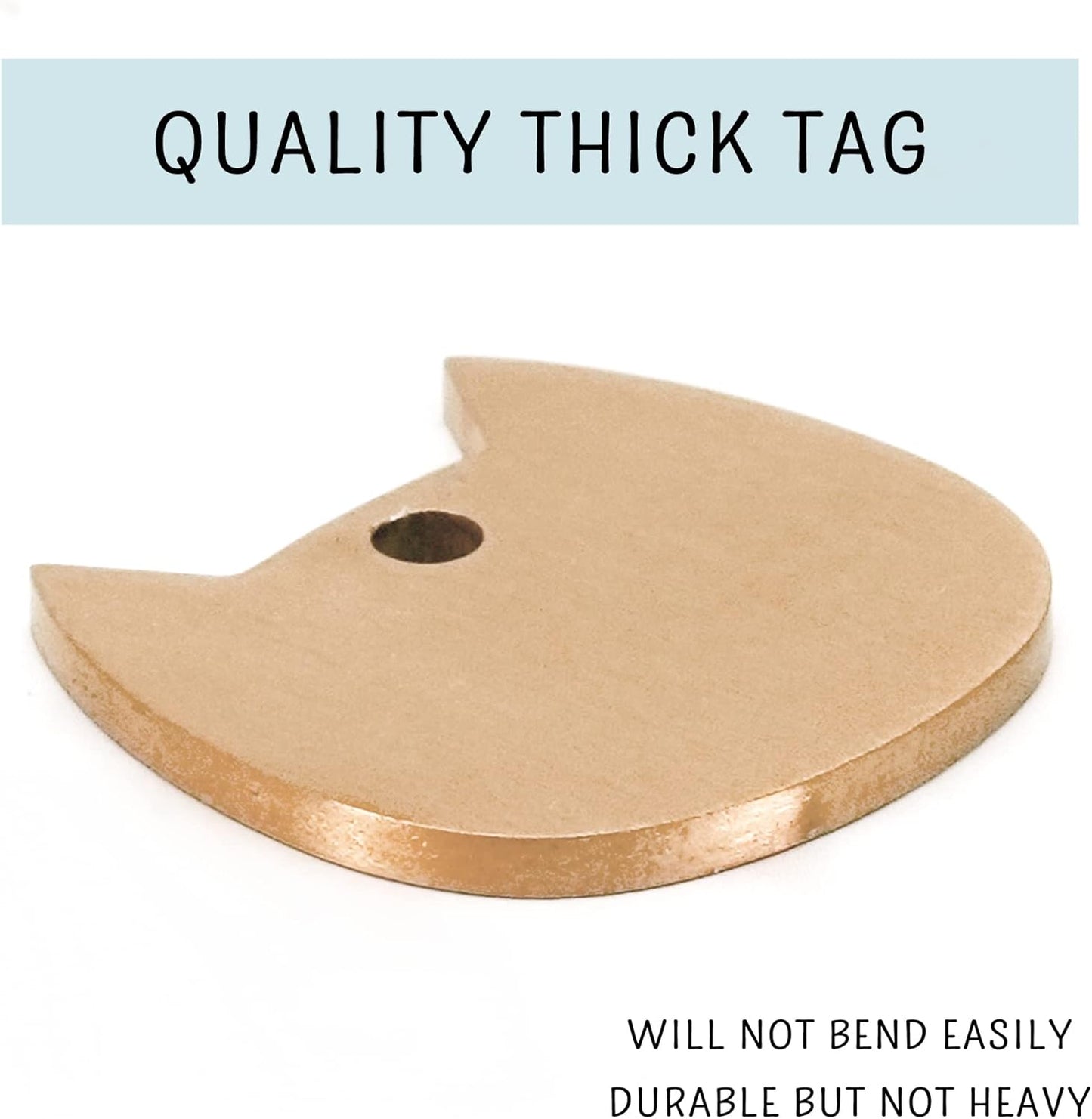 Ultra Joys Cat ID Tag Personalized Pet Tags, Durable Stainless Steel Small Pet Mini Dog Cat Tag Lightweight - Cathead Tag in Rose Gold