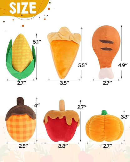 CiyvoLyeen 6pcs Thanksgiving Catnip Toys Plush Cat Chew Bite Resistant Toys Interactive Boredom Relief Teeth Cleaning Kitten Toys for Fall Thanksgiving Cat Lover Gift