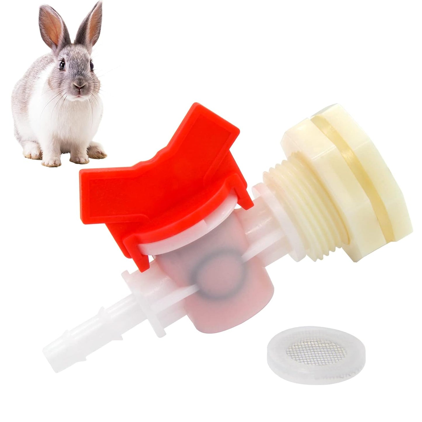 Rabbit Watering System Bucket Connector Kit to ID 5/16" Hose Include Bulkhead Fitting, Barb Ball Valve and Mesh Washe