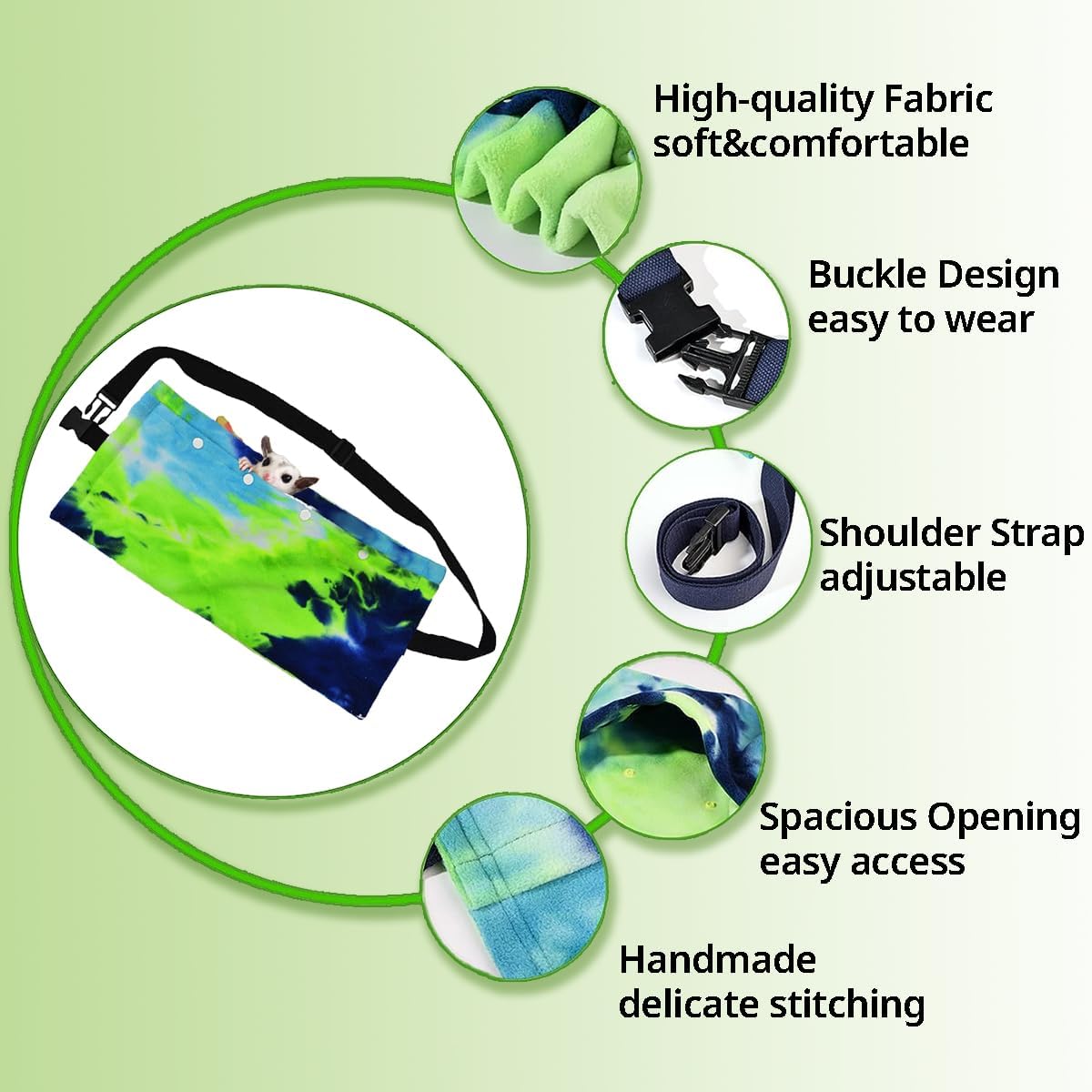 MANON ROSA Sugar Glider Pouch - Small Animal Carrier Bag with Harness Set for Bonding Sling for Reptile Pets Bearded Dragons Lizards Backpack Accessories for Outdoor Travel Walking Resting Red