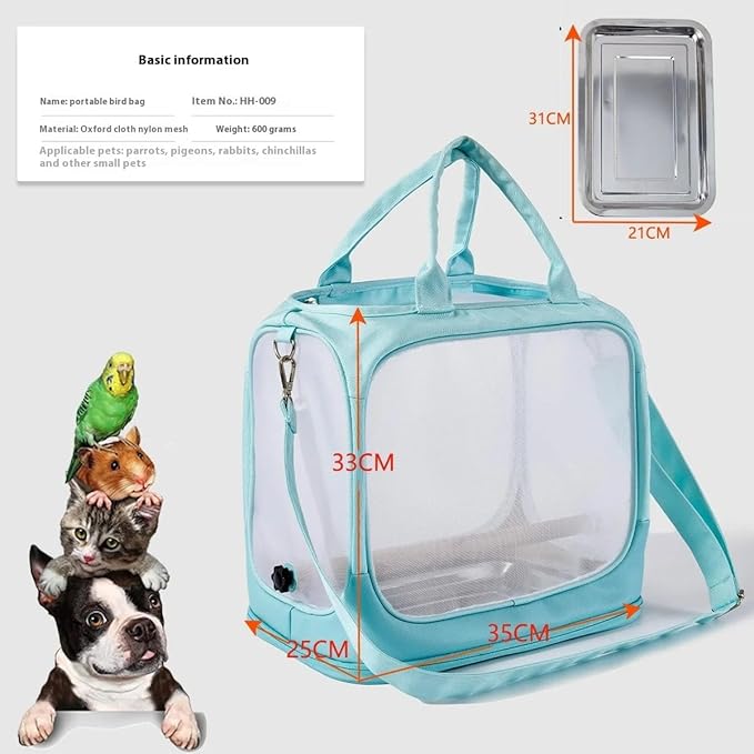 Parrot go Out Portable Bird Bag Oxford Cloth Clear pet cage Foldable pet Go Out Bird Bag (Grey)