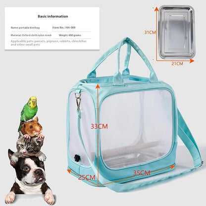 Parrot go Out Portable Bird Bag Oxford Cloth Clear pet cage Foldable pet Go Out Bird Bag (Grey)