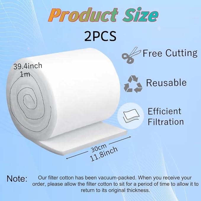 Aquarium Filter Pad 39.4 x 11.8in 2pcs Aquarium Filter Media for Crystal Clear Water Fish Tank Ponds Garden Saltwater Fershwater Plant Trutle