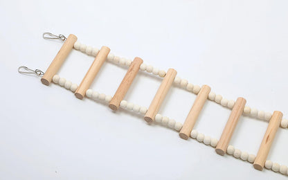 SIMENA Wooden Climbing Ladder for Birds & Hamsters, Interactive Swing & Ladder Toys for Small Pets – Ideal for Hamsters, Birds, Parrots, Squirrels, and Sugar Gliders (16 ladders, 36")