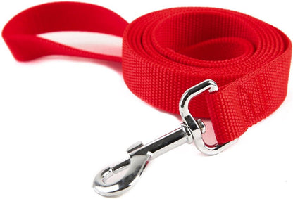 Nylon Dog Training Leash, Traction Rope, 4Ft /5 Foot /6 Feet Long, 5/8 inch 3/4 Inch 1 Inch Wide, for Small and Medium Dogs (5/8'' x 6 FT, Red)