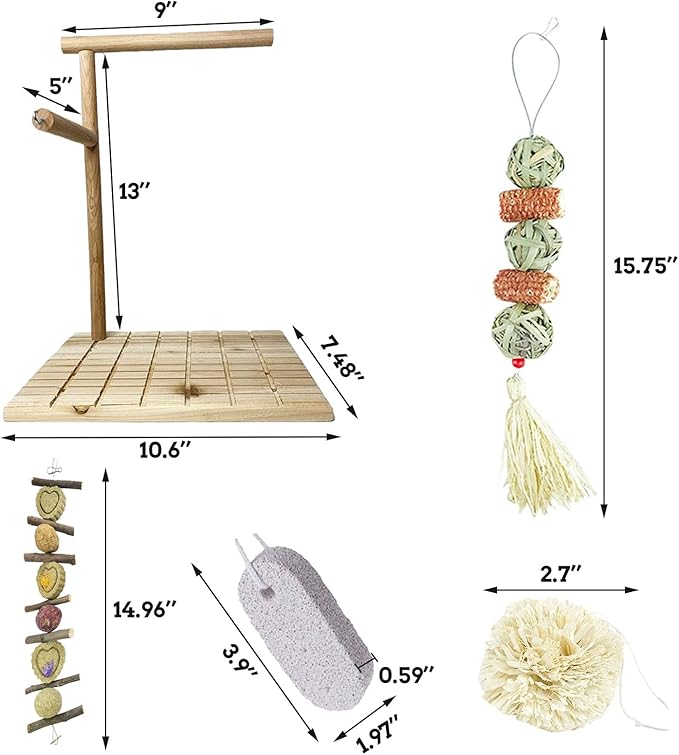 kathson Bunny Chew Toys for Teeth Grinding, Rabbit Wooden Scratch Board Feet Pad Platform Small Animals Play Toy for Guinea Pigs Chinchilla Hamsters Other Rodent Pets(A)