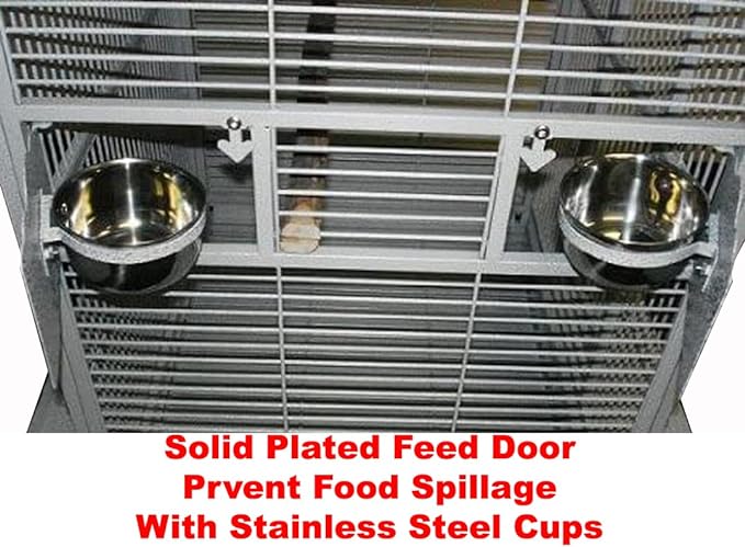 4 Size, Castle PlayTop Parrot Cage for Large Macaws Cockatoos African Grey Amazon (24" x 22" x 63"H White Vein)