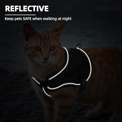 PUPTECK Cat Harness and Leash Set Escape Proof, Adjustable Reflective Kitten Jacket Easy Control, Pet Vest Harness for Cats Small Dogs Puppies Walking and Travel