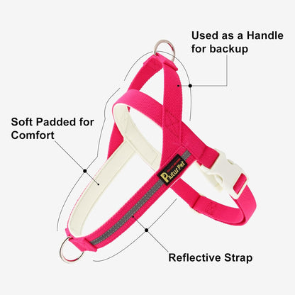 Plutus Pet Cotton Dog Harness and Leash Set, Reflective and Soft Padded, Quick Fit Vest Harness, for Small, Medium and Large Dogs, Hot Pink, XS