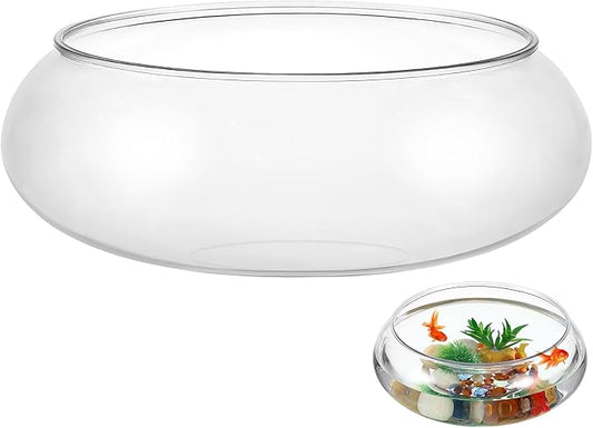 Kisangel Glass Bubble Bowl Round Fish Bowl Clear Plant Terrarium Air Planter Bulb Succulent Pot Flower Vase for Tabletop Decoration 2800ml 9.51X9.51 inch