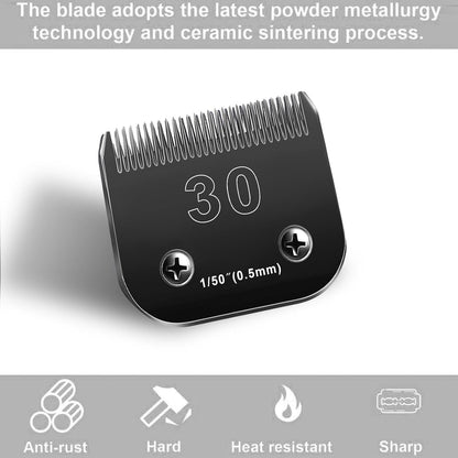 30 Blades Dog Grooming Blades Compatible with Andis/Oster A5/Wahl KM-10 Series Dog Clippers,Detachable Clipper Replacement Blade,Black,(30#/3PC)