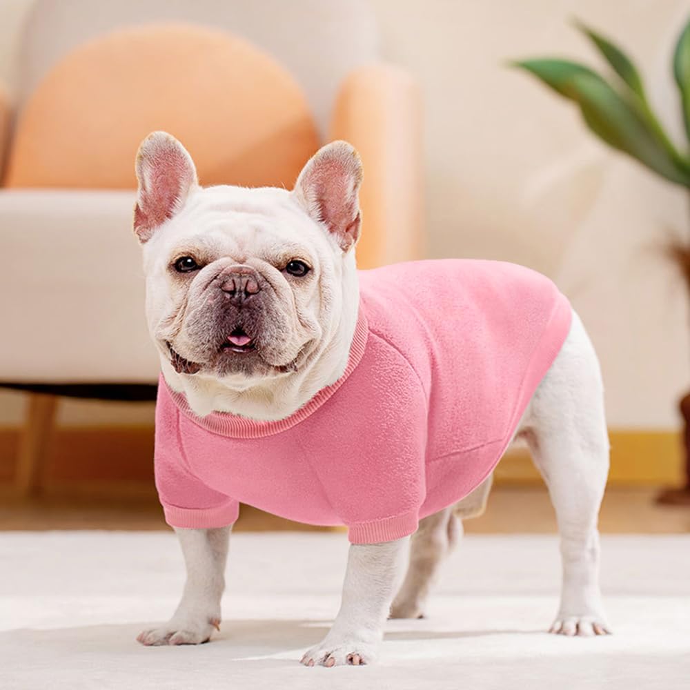 Idepet Dog Fleece Sweater, Small Dogs Shirt Pullover Sweatshirt Pet Dog Clothes Soft Puppy Sweater Warm Winter Shirt Classic Cat Apparel for Small Dogs and Cats (X-Small, Pink)
