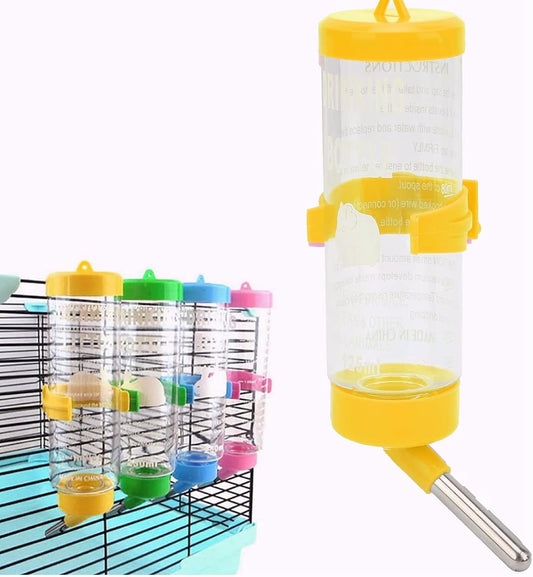 Hamsters Water Bottle Automatic No Drip Hanging Water Feeder Dispenser for Small Animals Guinea Pig Rat Rabbit Dwarf Gerbil Chinchilla(Yellow 125ML)