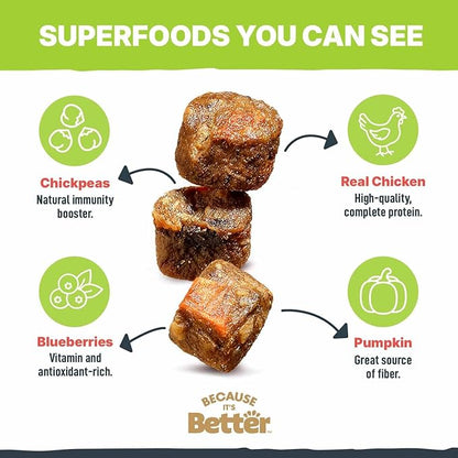 Because it's Better Slow Baked and Air Dried Dog Food, Real Chicken and Veggies, 3lb Bag, Complete and Balanced Dry Dog Food, for All Life Stages