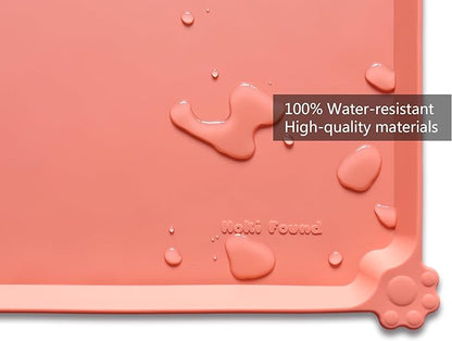 Hoki Found X-Large Silicone Pet Feeding Mats - Non Slip, Waterproof Food & Drink Mats for Dogs, Cats & Carpet - Burnt Coral