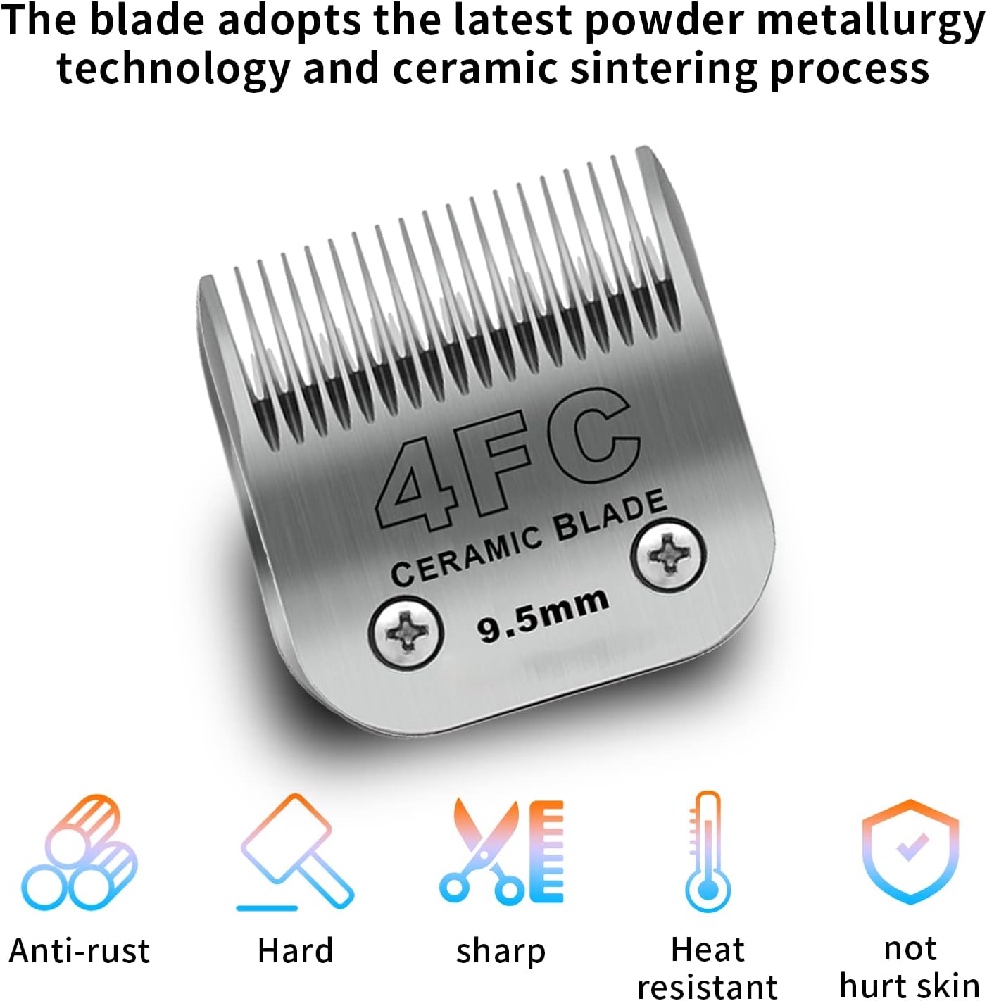 3 Pack 4FC Detachable Pet Dog Grooming Ceramic Blades,Compatible with Andis,Oster A5,Wahl KM-10 Series,Size 4FC Blade 3/8-Inch 9.5MM Cut Length