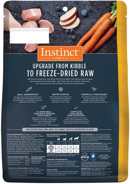 Instinct Freeze Dried Raw Meals, Natural Dry Dog Food, Grain Free - Cage Free Chicken, 14 oz. Bag